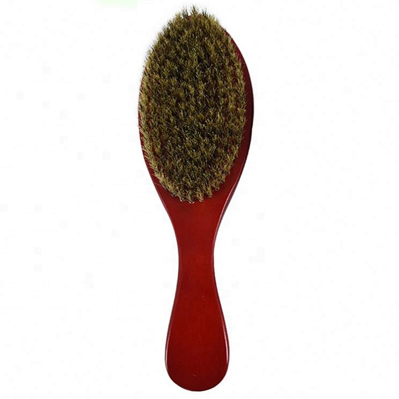 Anti static mens beard grooming kit shaving wood boar bristle hair brush wave curved 360 wave brush