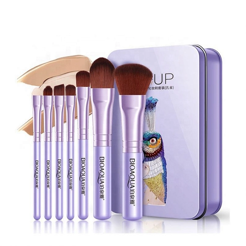New Design Professional Makeup Brush 7Pc Soft Synthetic Hair With Plastic Handle Make Up Brushes Set