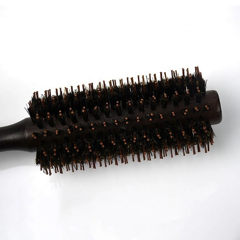 Exfoliating nylon boar bristle salon women care beauty fashional hairdressing round styling wooden brush