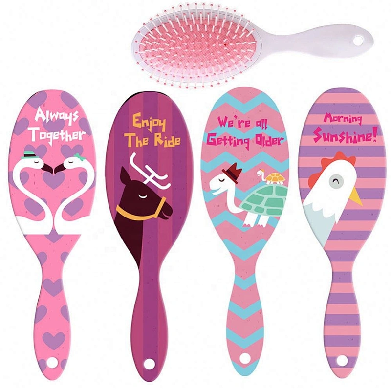 Wholesale Private Label Plastic Handle Nylon Brush Air Cushion Custom Swan Pattern Massage Hair