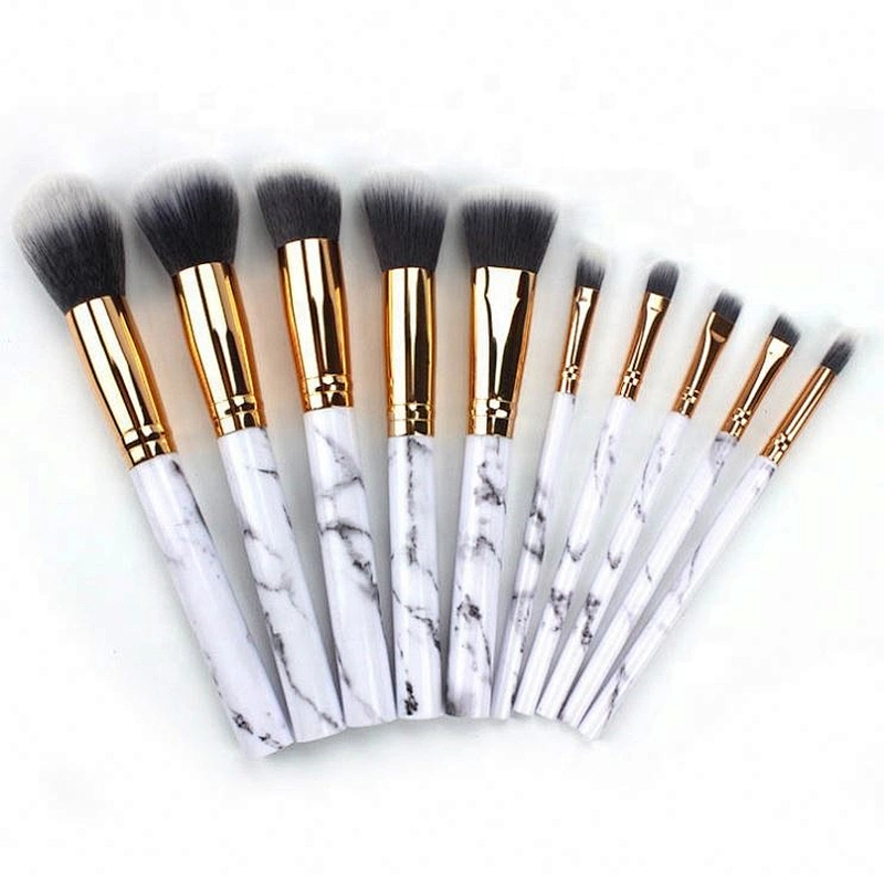 Wholesale Beauty Tools Makeup Brush Kits Custom Marble Pattern 10 Pcs Face Set