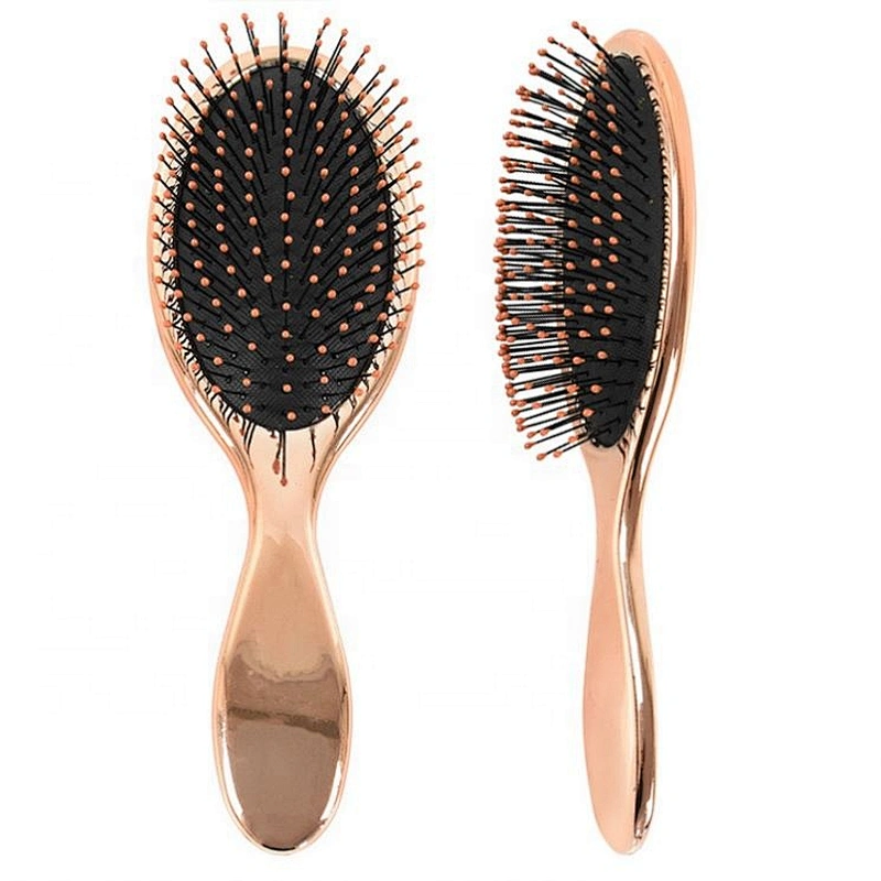 2020 Hot Sale Electroplate Rose Gold Surface Nylon Pins Massage Cushion WET Hair Brush