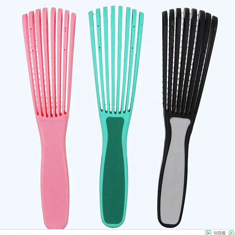 Wholesale Custom Logo Products Eight Rows Detangling Massage Detangle Hair Brush For Curly
