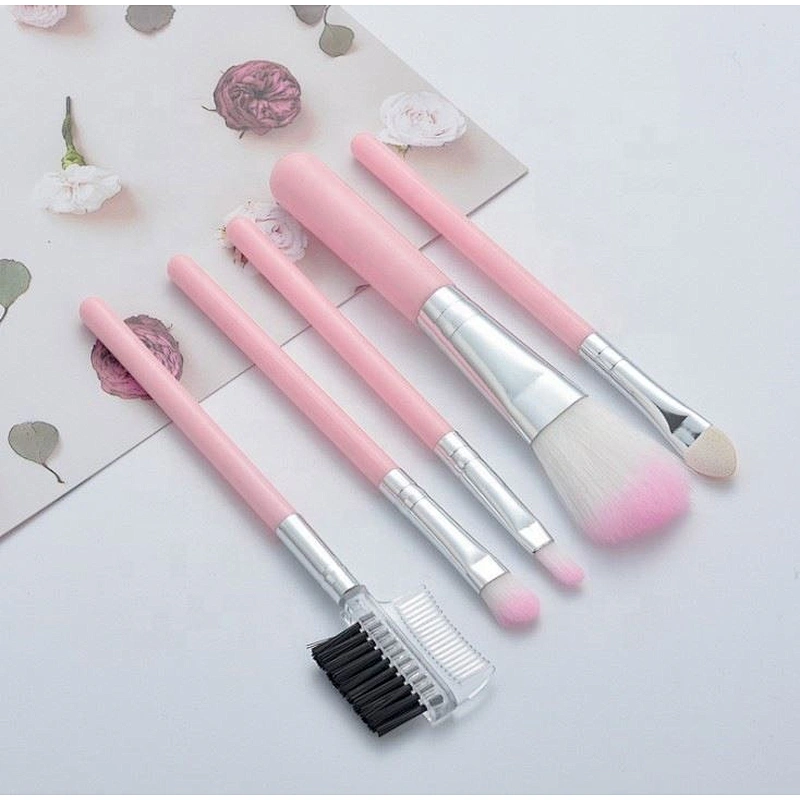 Free Sample 5Pcs Private Label Professional Makeup Brush Custom Set With Plastic Handle