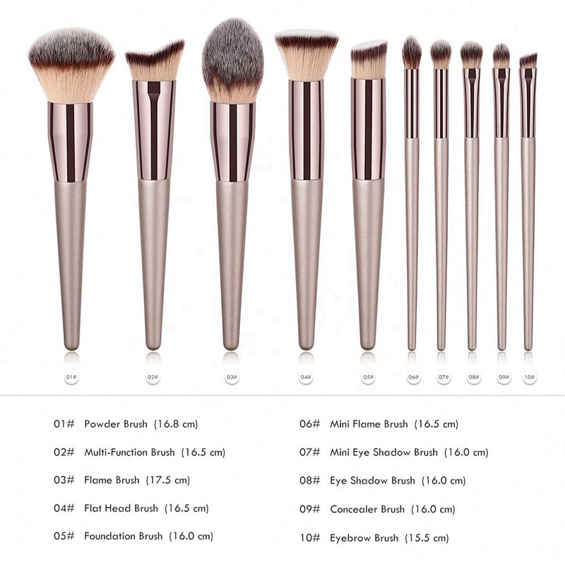 Gold Foundation Powder Blush Kabuki Make up Tools Beauty Brochas De Maquillaje Makeup Brushes Set Champagne Fan Brush Eye Shadow