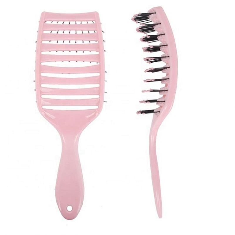 plastic wide curved vent hair brush, arc shape cheap personalized hair brush