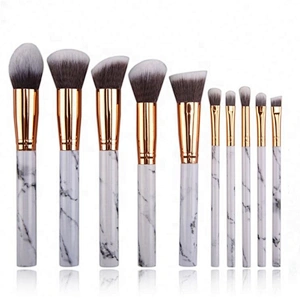 10 Pcs Marble Plastic Handle Soft Hair Makeup Brush Set Custom