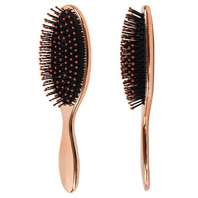 Anti static travel air cushion thicker bristles hair care electroplating rose gold hair brush