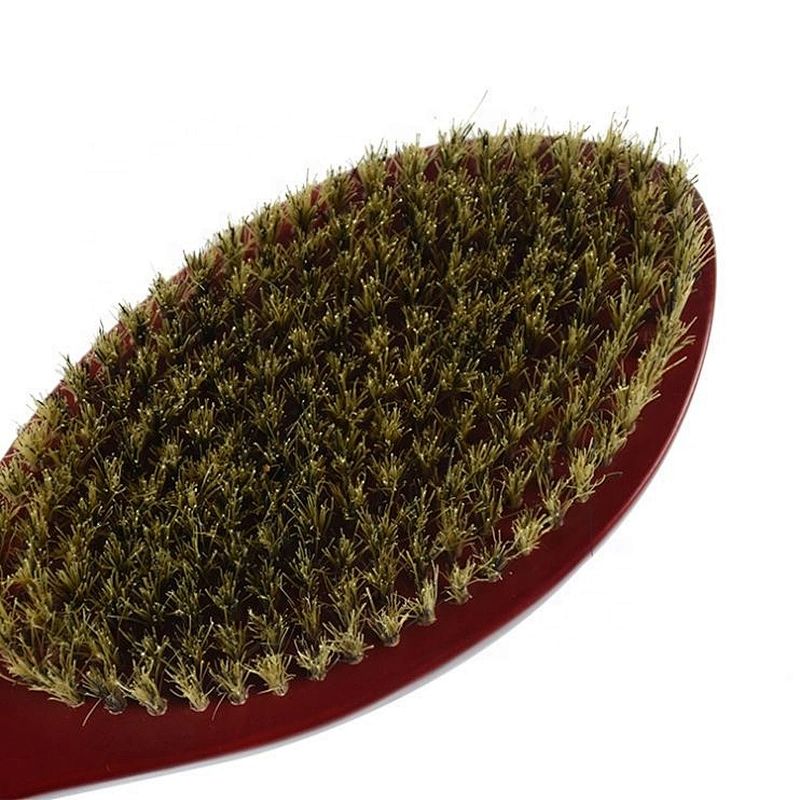 medium hard 100% boar bristle wave brush with long handle mens wood hair brush