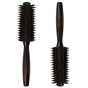 Exfoliating nylon boar bristle salon women care beauty fashional hairdressing round styling wooden brush