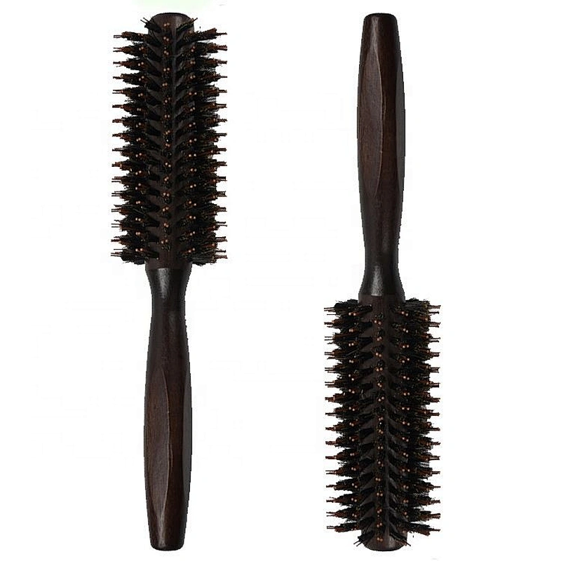 Exfoliating nylon boar bristle salon women care beauty fashional hairdressing round styling wooden brush