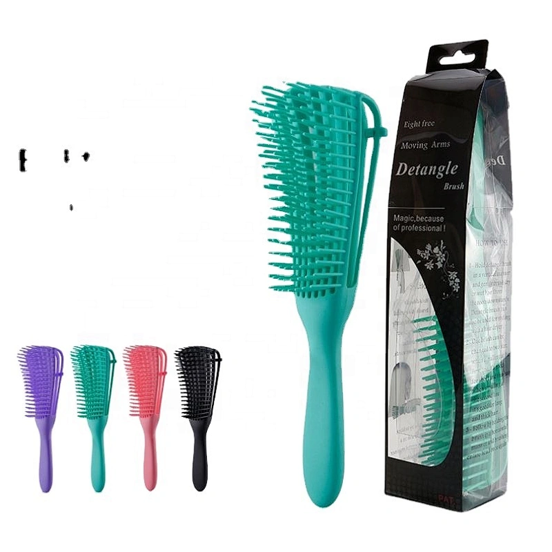 Hairdressing Vent Feature Plastic Handle Magic Eight Rows Octopus Spare Ribs Comb Detangling Hair Brush