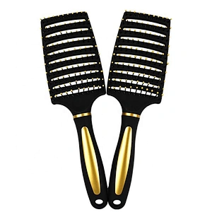 Customized Logo Scalp Massage Curved Vent Detangling Hairbrush Factory Wholesale Luxury Plastic Compact Nylon Waterproof Cushion