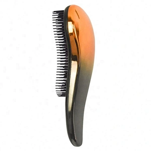 Electroplating shiny gold black two colors change TPEE bristles detangler custom tangle detangling hair brush