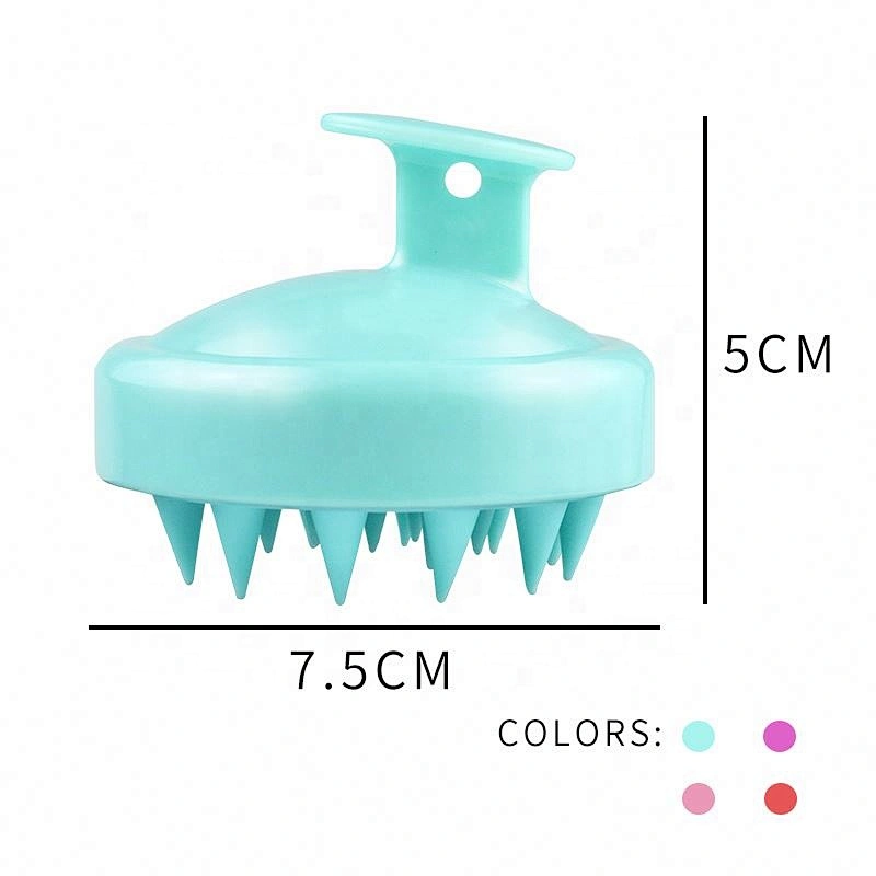 Private Logo Hair Shampoo Brush Head Scalp Massager Scrubber, Solid Silicone, Brushes Wet And Dry