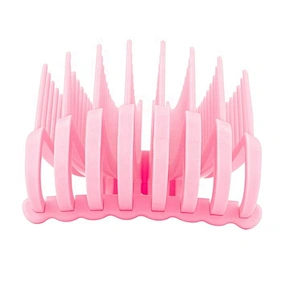 Customize private label flexible dry 8 rows hairdressing salon styling pink detangling hair brush