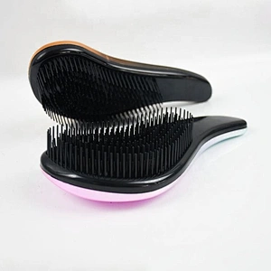 New concept wholesale two colors combined TPE bristles detangling electroplated hair brush