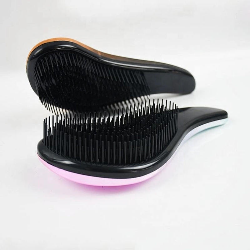 New concept wholesale two colors combined TPE bristles detangling electroplated hair brush
