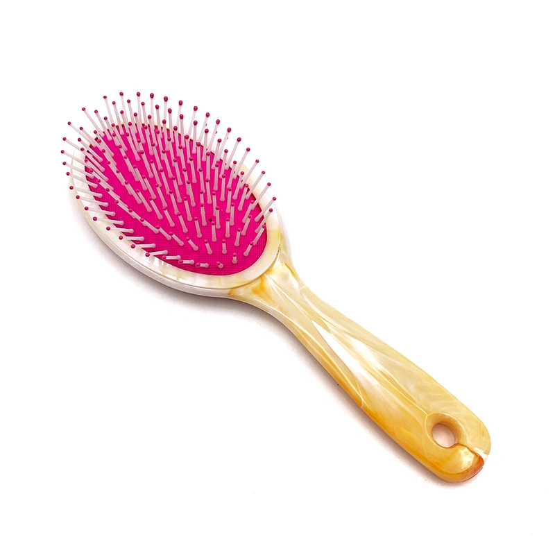 Wholesale Professional Water Transfer Printing Wet & Dry Plastic Cushion Ellips Massage Hair Brush Handle
