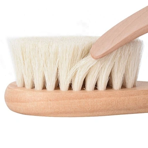 Wood Handle Material and soft Bristle Brush Material Baby Goat Bristle Cute Newborn kids HairBrush