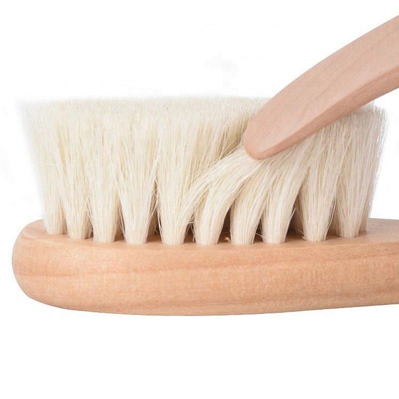 Wood Handle Material and soft Bristle Brush Material Baby Goat Bristle Cute Newborn kids HairBrush