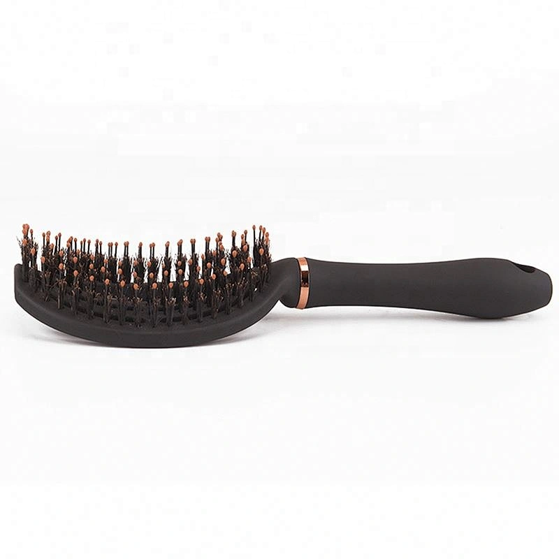 New Design Private Label Plastic Vent Hair Brush Curved For Detangling Boar Bristle