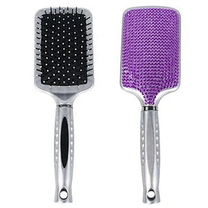 Custom Logo Luxury Handmade Crystal Paddle Brush Air Cushion Rhinestone Bling hair brush For Women