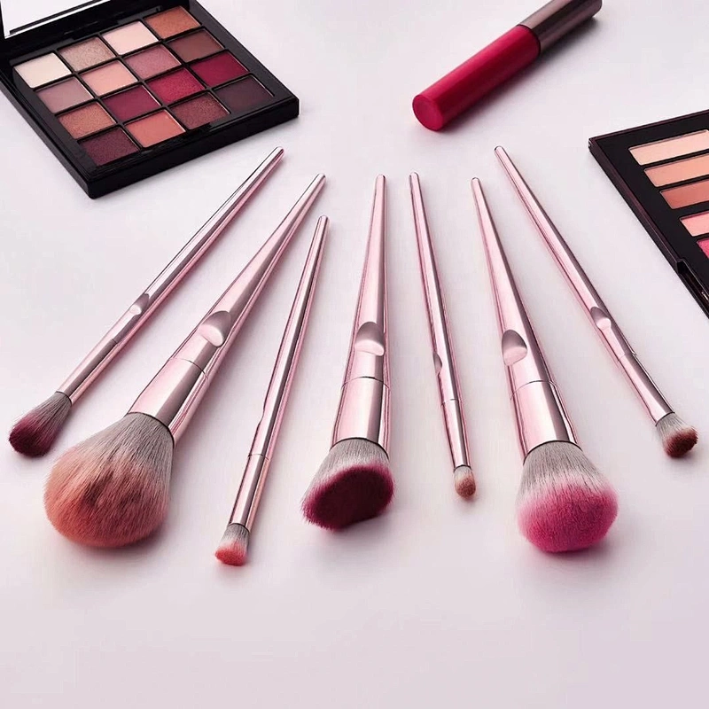 Private Label Synthetic Personalized Makeup Brush Set with Cosmetic Bag New Arrival 10pcs Rose Gold Foundation Fan Brush Face