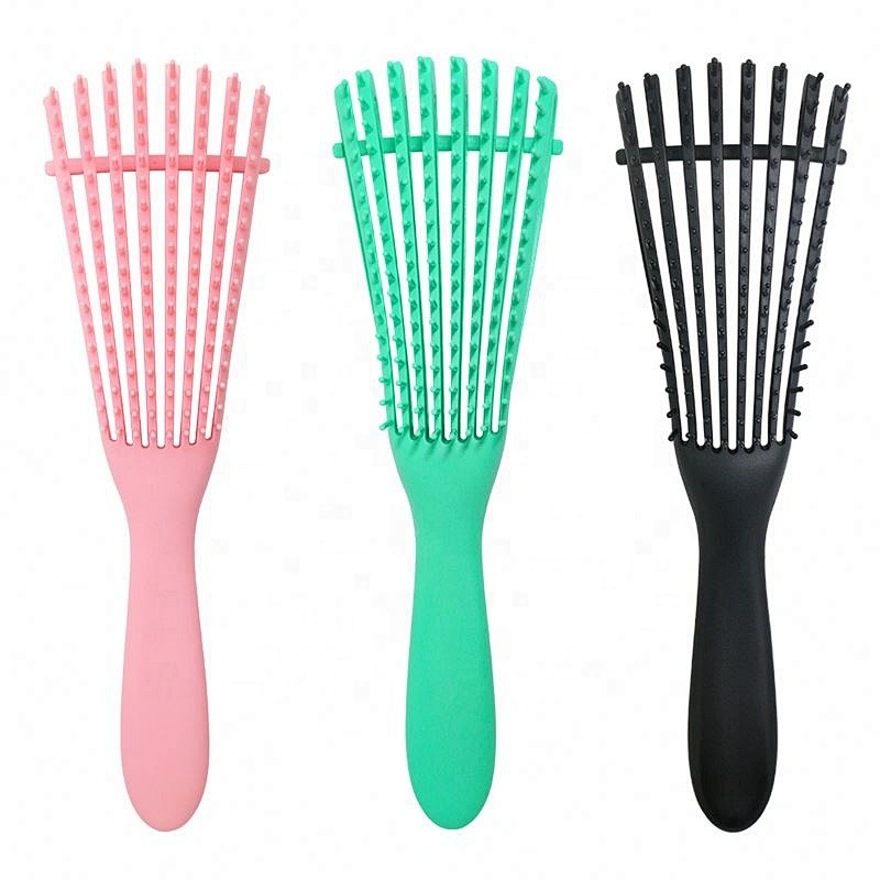 Wholesale Custom Logo Products Eight Rows Detangling Massage Detangle Hair Brush For Curly