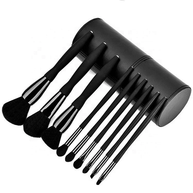 SHIMIAO 9Pcs Pro Luxury Professional Private Label Black Makeup Brush Set With Belt Bag