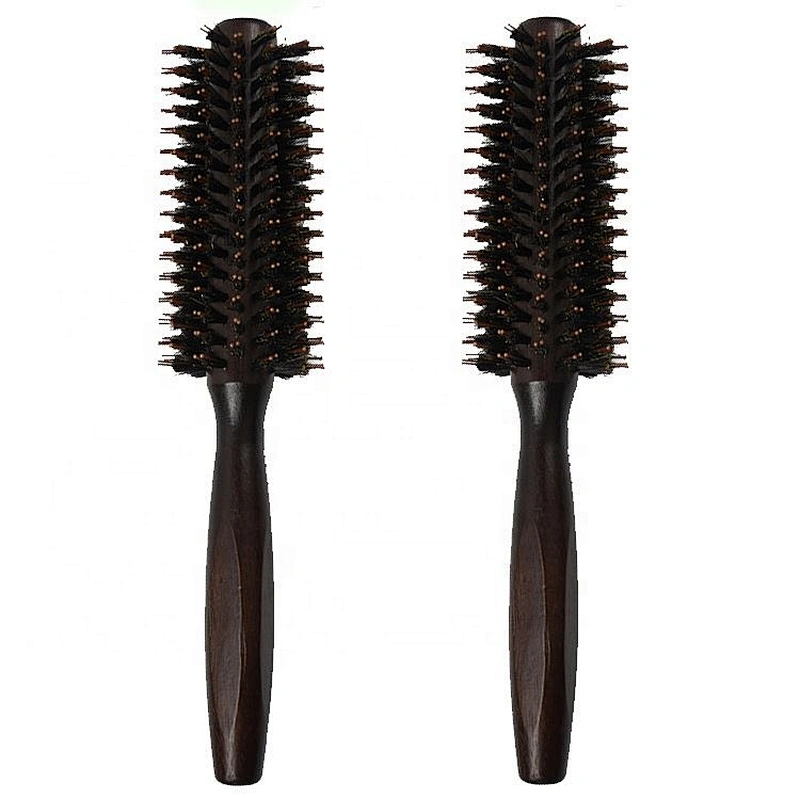 Exfoliating nylon boar bristle salon women care beauty fashional hairdressing round styling wooden brush