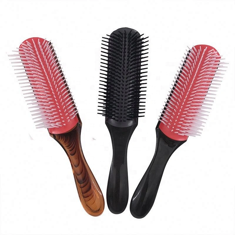 Amazon Hot Sell 2019 Personalized Nylon Bristles 9 Row Denman Hair Brush