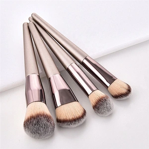 10Pcs Cosmetic  Make Up Brush Champagne Color Makeup Brushes Set
