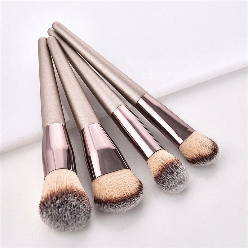 10Pcs Cosmetic  Make Up Brush Champagne Color Makeup Brushes Set