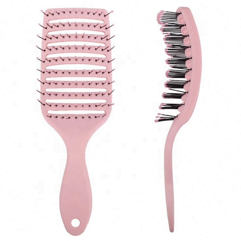 Cheap matt soft touch pink detangling vent brush curly air fast drying ergonomic waves brush