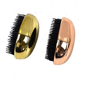 Skillful manufacture beautiful design color brilliancy electroplated surface mini egg shape detangle hairbrush
