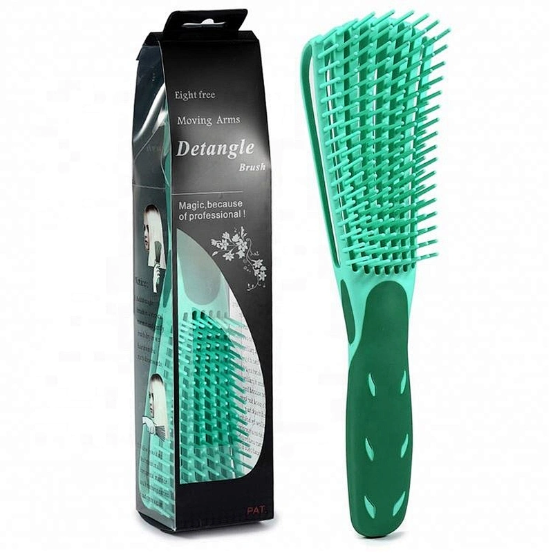 Good Quality Soft Rubber Handle Detangling Eight-Claw Hair Brush For Curly