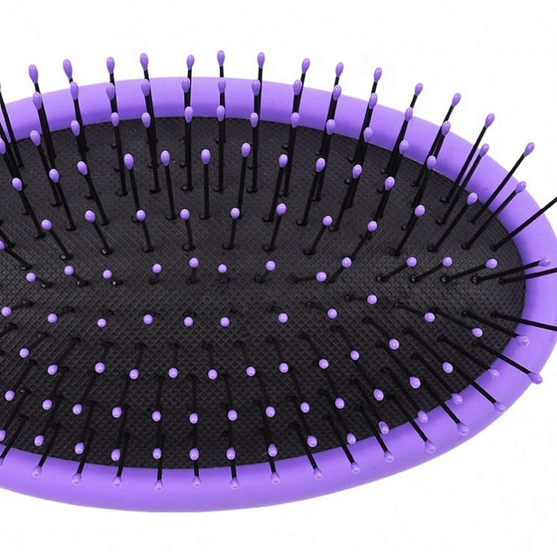 Hot sale plastic material soft nylon hairbrush six colors private label oval wet massage hair brush
