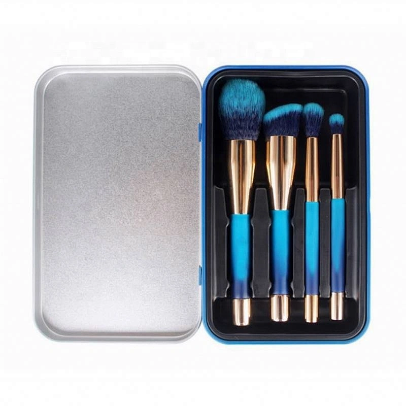 FYD 4 Pcs Gradient Blue Portable Premium Magnet Makeup Brush With Box