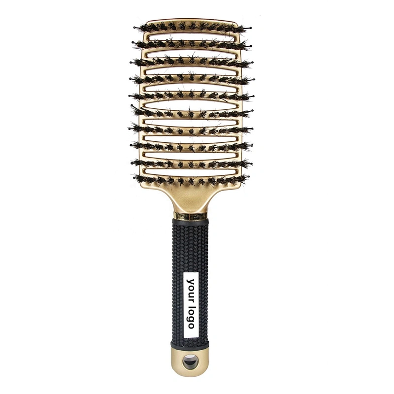 Customized Curved Vented Detangling Wave Brush Boar Bristle Hair