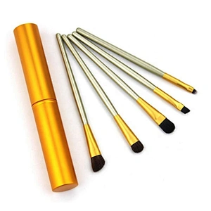5Pcs Travel Portable Eyeshadow Eyeliner Eyebrow Brush Lip Make Up Brushes Mini Eye Makeup Set