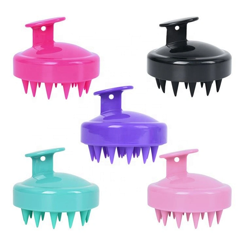 Private logo hair shampoo brush head scalp massager Scrubber Solid Silicone Wet and Dry Hair Scalp Brush