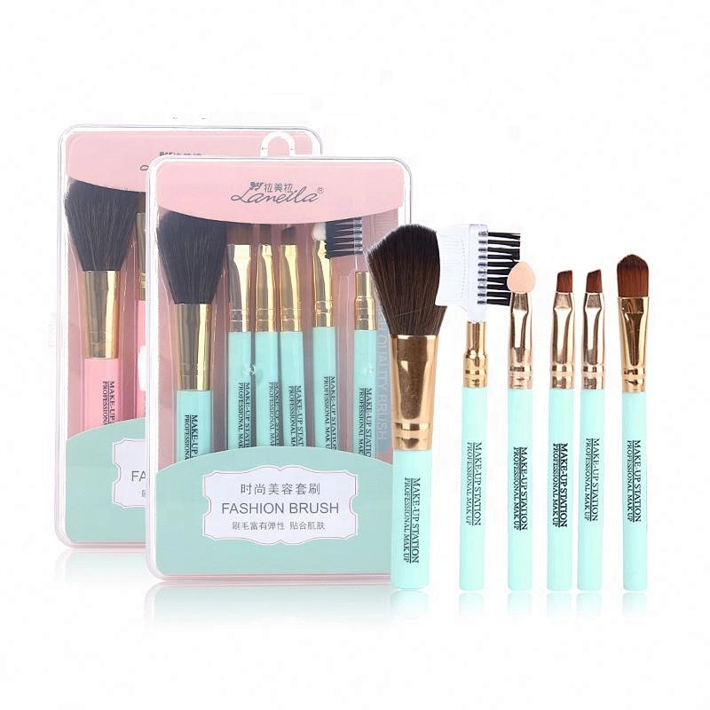 Custom Logo 6Pcs/Set Make Up Cosmetic Tools Facial Foundation Makeup Brushes Set With Plastic Box