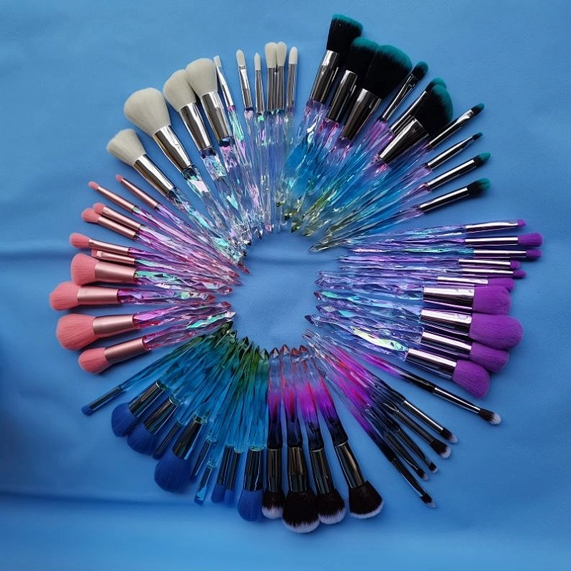 Custom Logo Gift Box Makeup Brushes 10Pcs Rainbow Face Eye Make Up Brush Kit