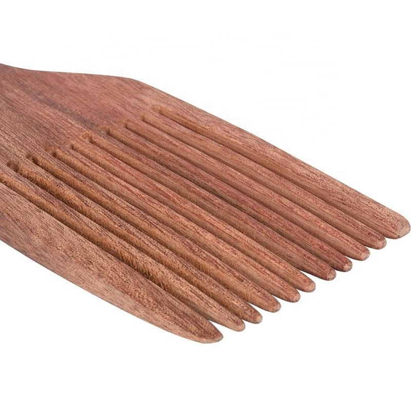 Amazon hot sale healthy care wood big size flat wide tooth hair pick afro comb for hairdressing