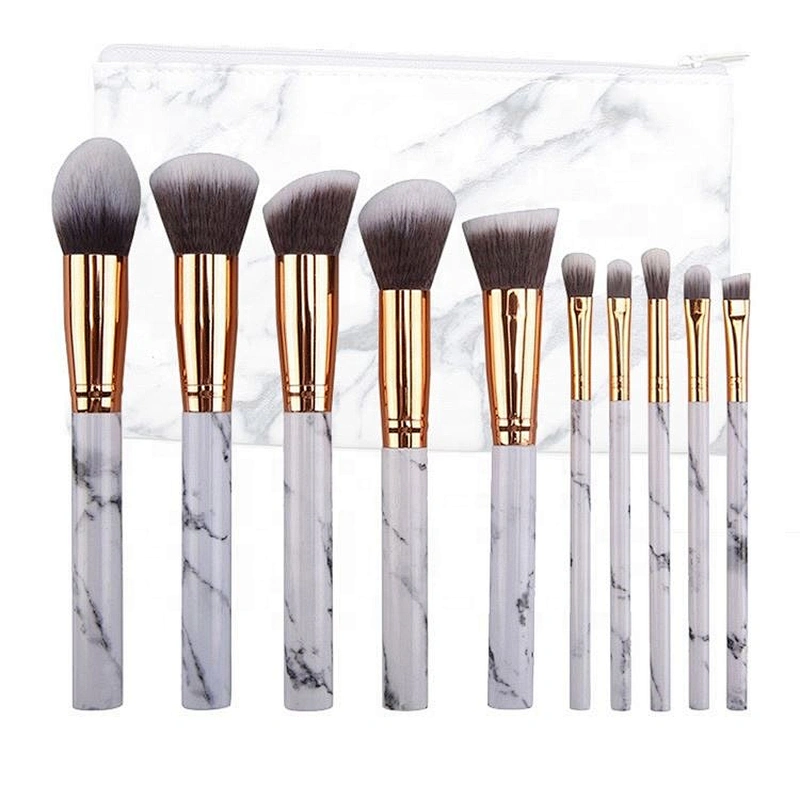 Hot Sale High Quality Marble Cosmetic Brushes 10Pcs Soft Makeup Brush Set