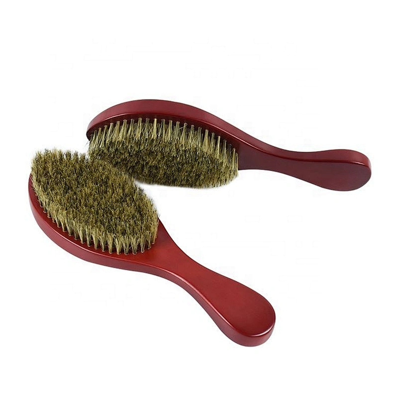 medium hard 100% boar bristle wave brush with long handle mens wood hair brush