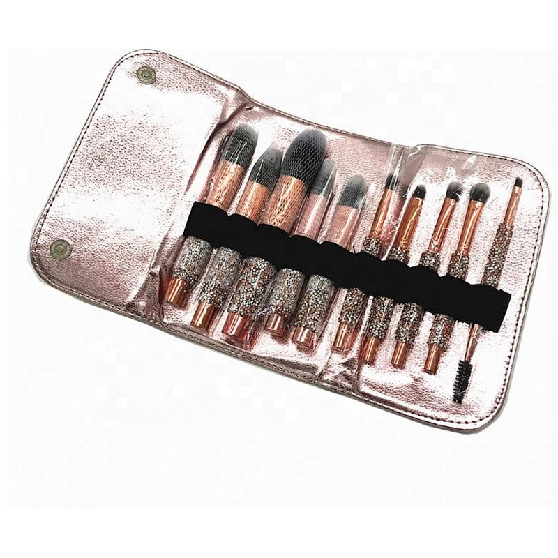 Bling Crystal Handle Diamond Makeup Brushes 10Pcs Glitter Make-Up Brush Set Cute