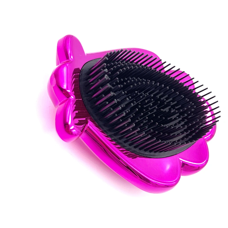 Xinlinda New Design Shell Shape Colorful Bling Plastic Detangling Hair Brush