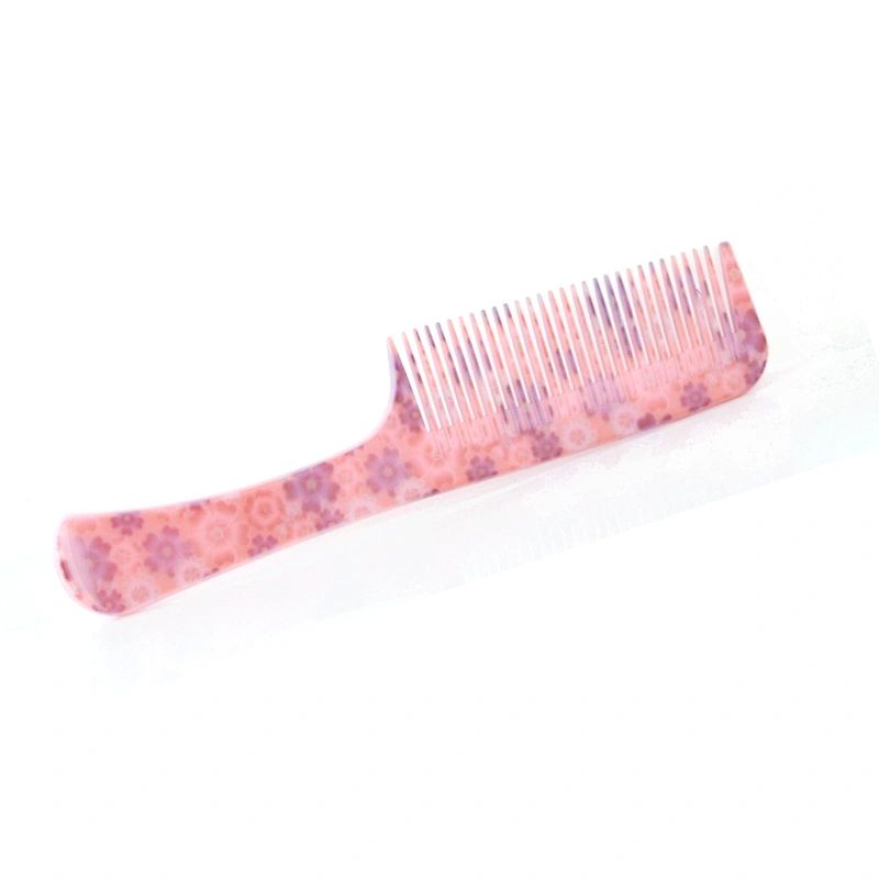 Xinlinda brand professional styling china made flower girlish pink color printed plastic hair comb